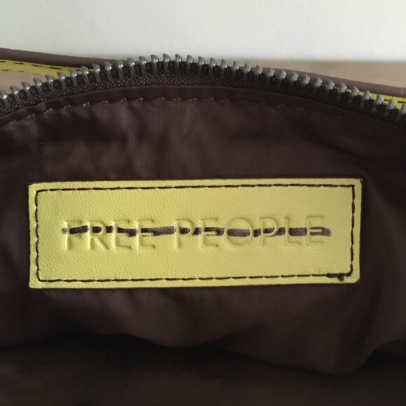 Free People Real World Leather Clutch Shoulder Bag Color Yellow/Limoncello - Picture 4 of 9